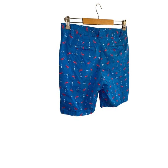 Crown and Ivy Blue Pink Flamingo Cotton Bermuda Shorts Women's 4 - Picture 4 of 8